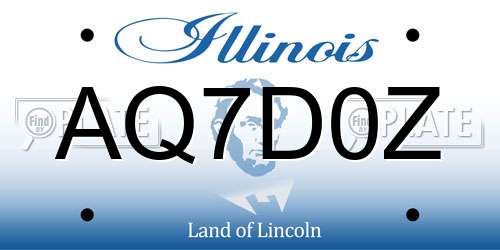 AQ7D0Z Illinois License Plate