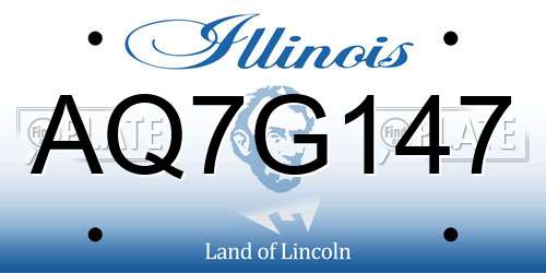 AQ7G147 Illinois License Plate