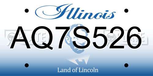 AQ7S526 Illinois License Plate