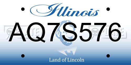 AQ7S576 Illinois License Plate