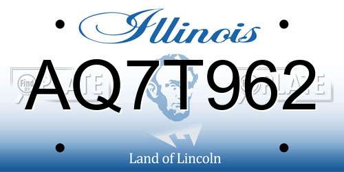 AQ7T962 Illinois License Plate