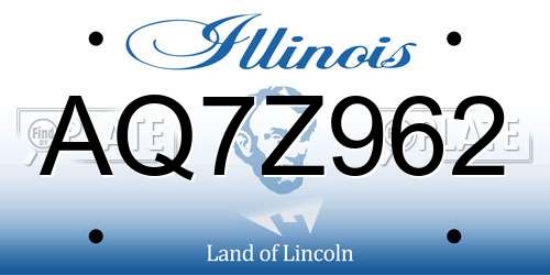 AQ7Z962 Illinois License Plate