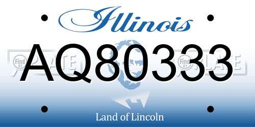 AQ80333 Illinois License Plate
