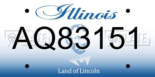 AQ83151 Illinois License Plate