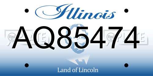 AQ85474 Illinois License Plate