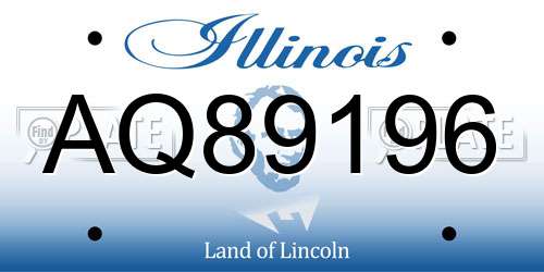 AQ89196 Illinois License Plate