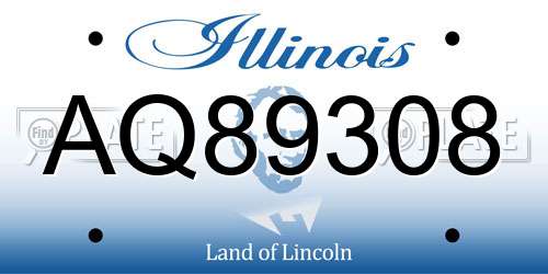 AQ89308 Illinois License Plate