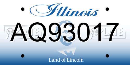 AQ93017 Illinois License Plate