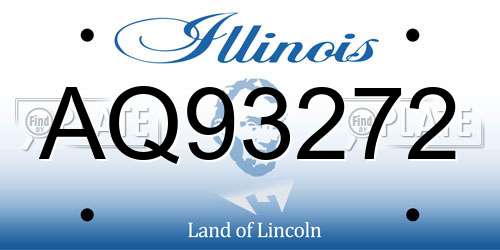 AQ93272 Illinois License Plate