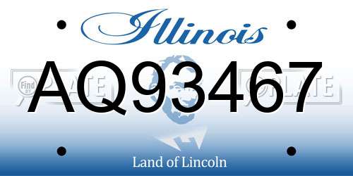 AQ93467 Illinois License Plate