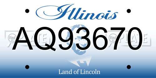 AQ93670 Illinois License Plate