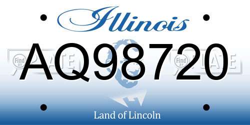 AQ98720 Illinois License Plate