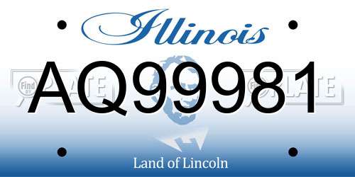 AQ99981 Illinois License Plate