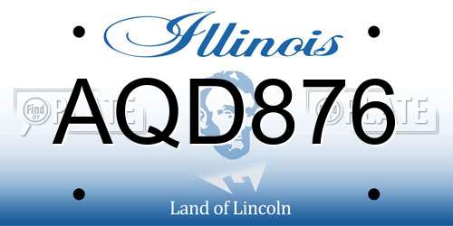 AQD876 Illinois License Plate