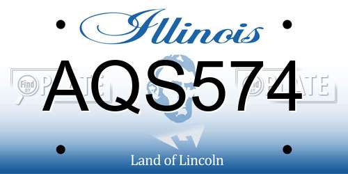 AQS574 Illinois License Plate