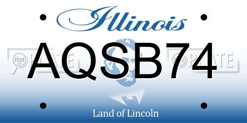 AQSB74 Illinois License Plate