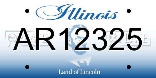 AR12325 Illinois License Plate