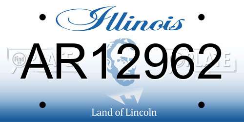 AR12962 Illinois License Plate