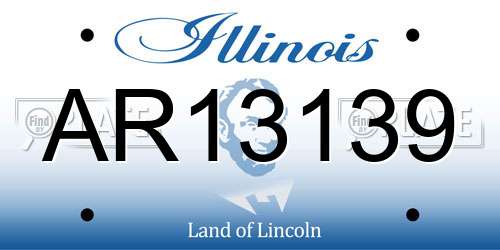 AR13139 Illinois License Plate