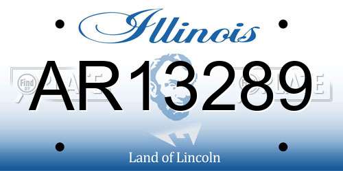 AR13289 Illinois License Plate