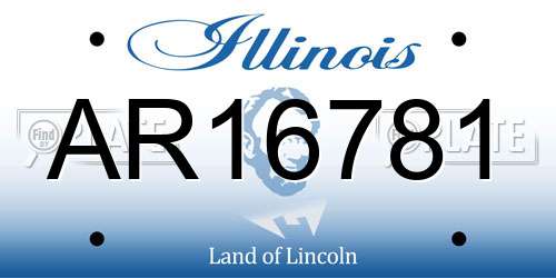 AR16781 Illinois License Plate