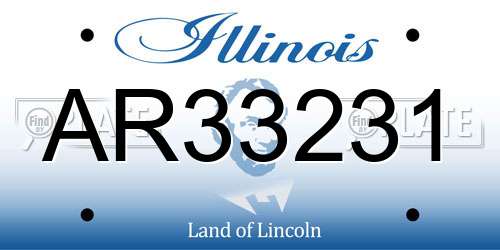 AR33231 Illinois License Plate