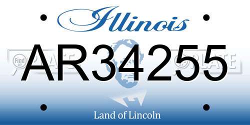 AR34255 Illinois License Plate