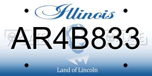 AR4B833 Illinois License Plate
