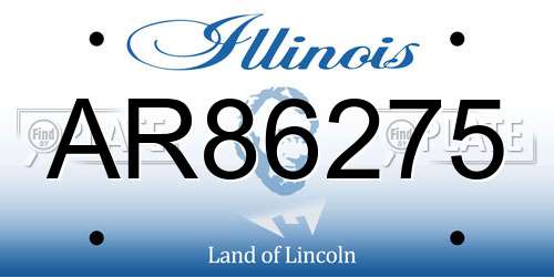 AR86275 Illinois License Plate
