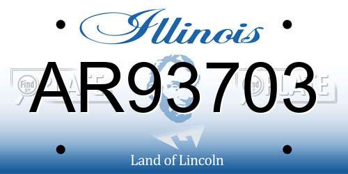 AR93703 Illinois License Plate