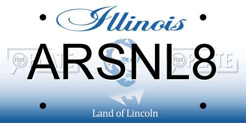 ARSNL8 Illinois License Plate