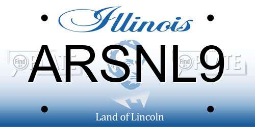 ARSNL9 Illinois License Plate
