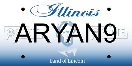 ARYAN9 Illinois License Plate