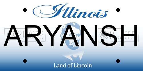 ARYANSH Illinois License Plate