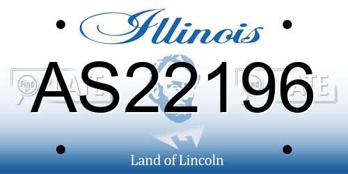 AS22196 Illinois License Plate