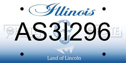AS3I296 Illinois License Plate