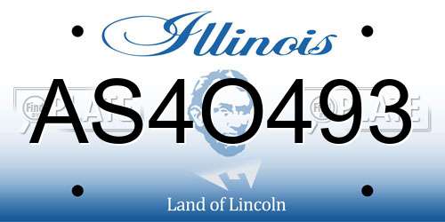AS4O493 Illinois License Plate