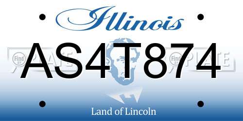 AS4T874 Illinois License Plate