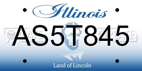AS5T845 Illinois License Plate