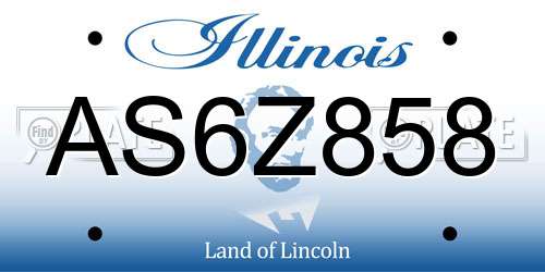AS6Z858 Illinois License Plate
