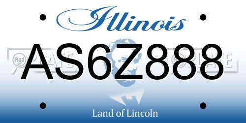 AS6Z888 Illinois License Plate
