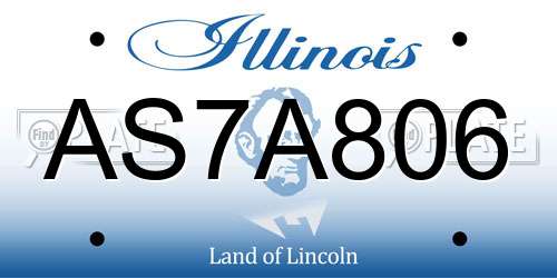 AS7A806 Illinois License Plate