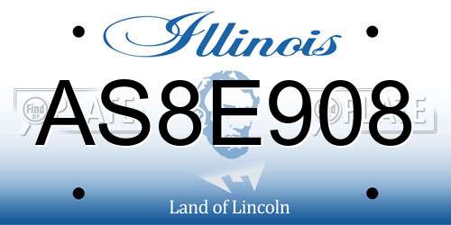 AS8E908 Illinois License Plate