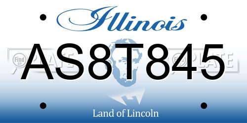 AS8T845 Illinois License Plate