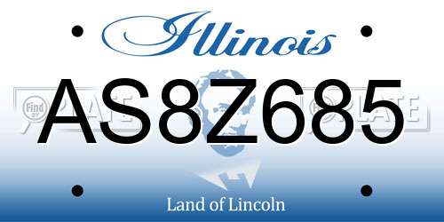 AS8Z685 Illinois License Plate