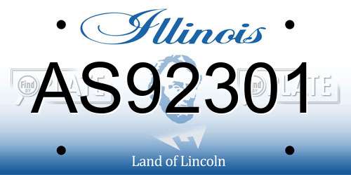 AS92301 Illinois License Plate