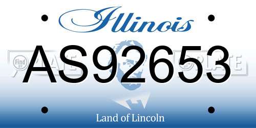 AS92653 Illinois License Plate