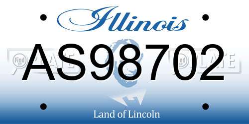 AS98702 Illinois License Plate