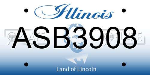 ASB3908 Illinois License Plate