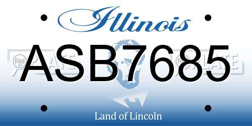 ASB7685 Illinois License Plate